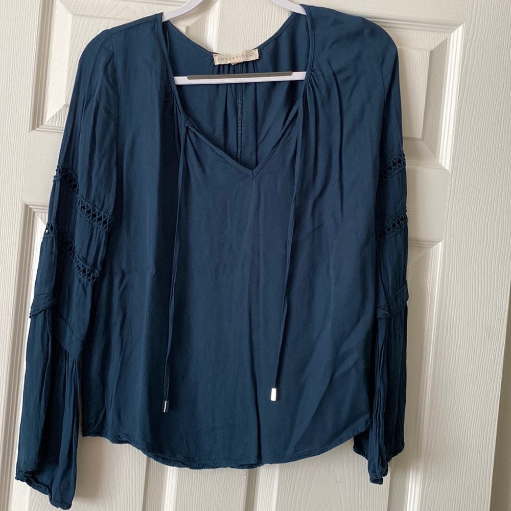 Boutique teal long sleeve shirt